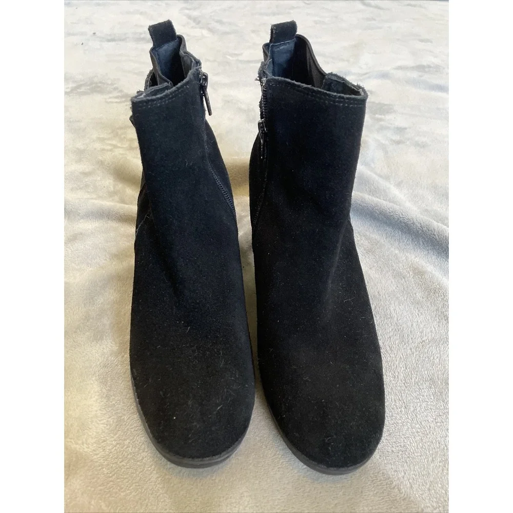 Skechers‎ Women's Booties Suede Ankle Black Basel Block Heels Size 10